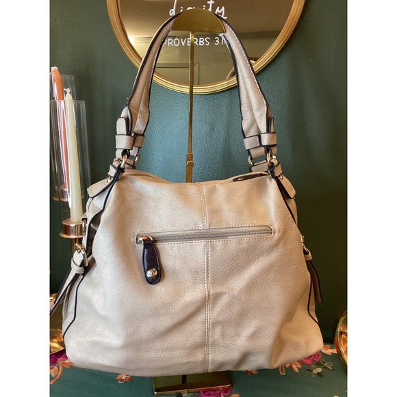 Marc New York Beige Faux Leather Shoulder Bag With Decorative Braiding - Picture 2 of 6